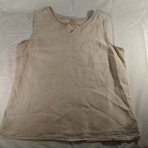 L.L. Bean ll Vintage Peasant Tank Woven top Women's size large L tan white beige